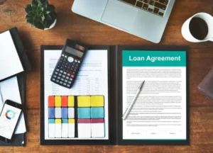 Signing a loan agreement.